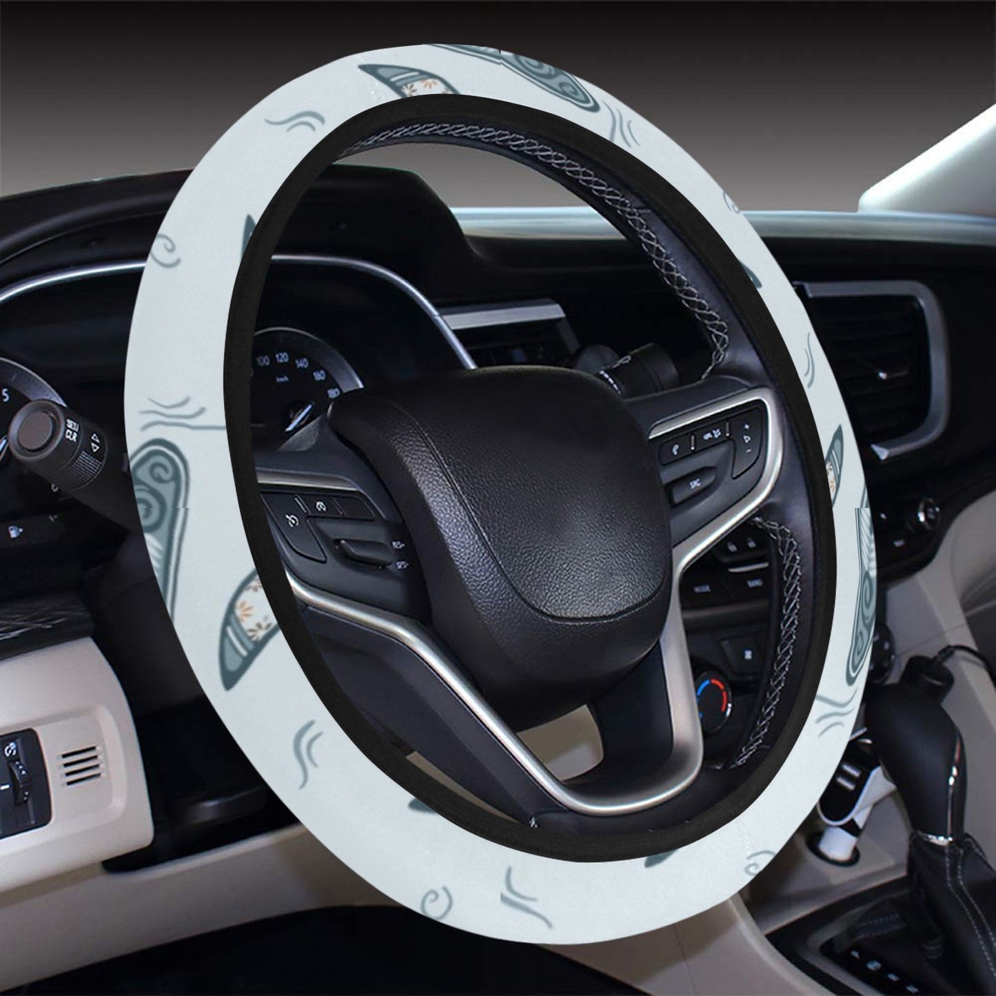 Surfboard Print Design LKS306 Steering Wheel Cover with Elastic Edge