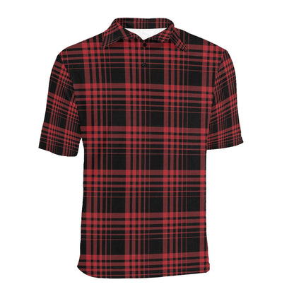 Tartan Red Black Print Design LKS303 Men Polo Shirt