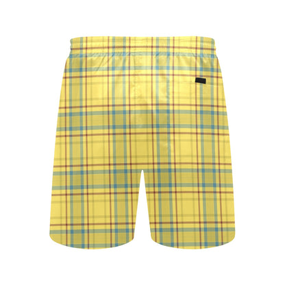 Tartan Yellow Print Design LKS301 Men's Swim Trunks Beach Shorts
