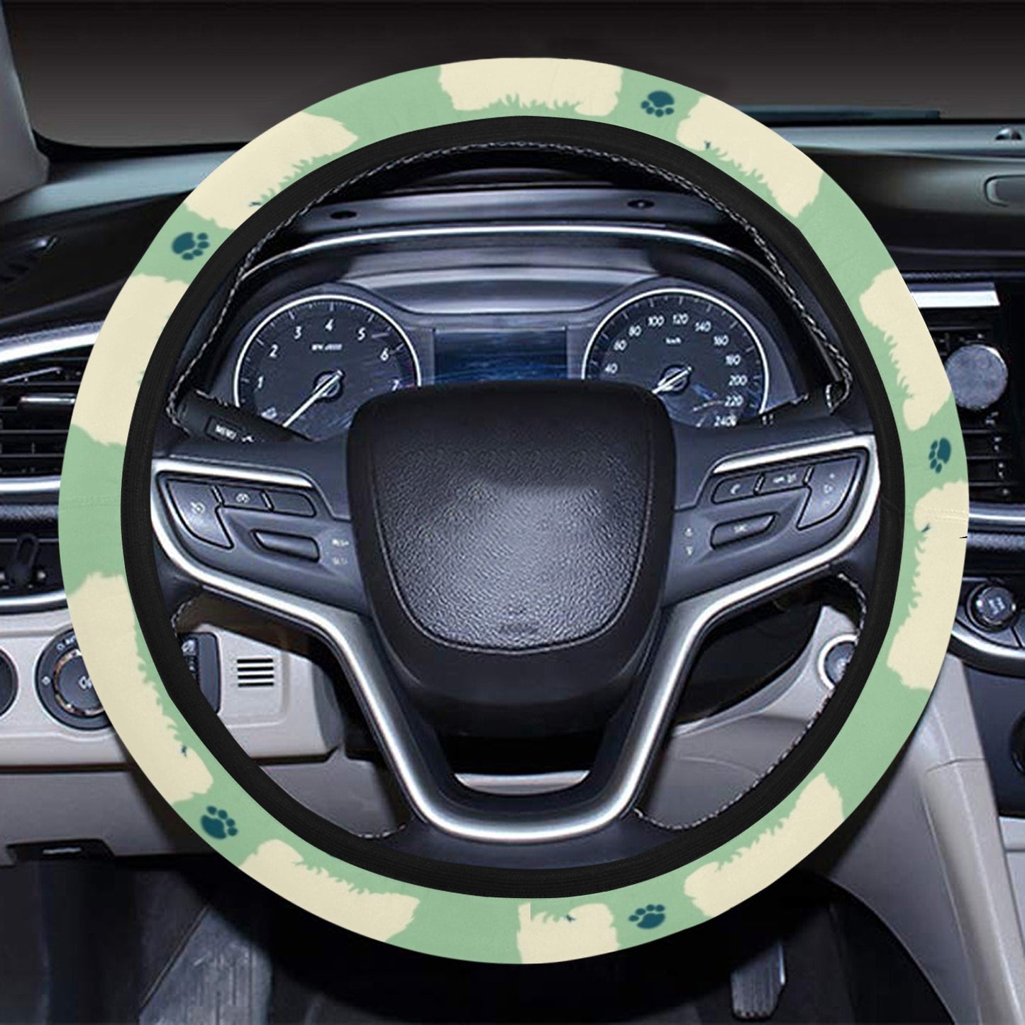 Scottish Terriers Print Design LKS302 Steering Wheel Cover with Elastic Edge