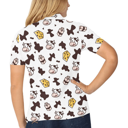 Cow Pattern Print Design 06 Women's Polo Shirt
