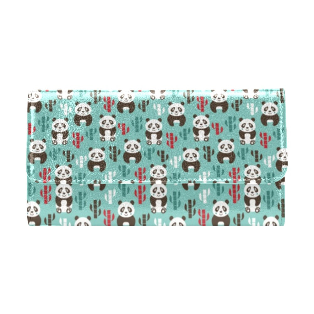 Panda Bear Cute Themed Print Women's Trifold Wallet