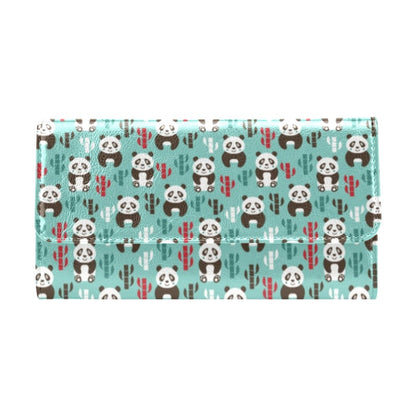 Panda Bear Cute Themed Print Women's Trifold Wallet