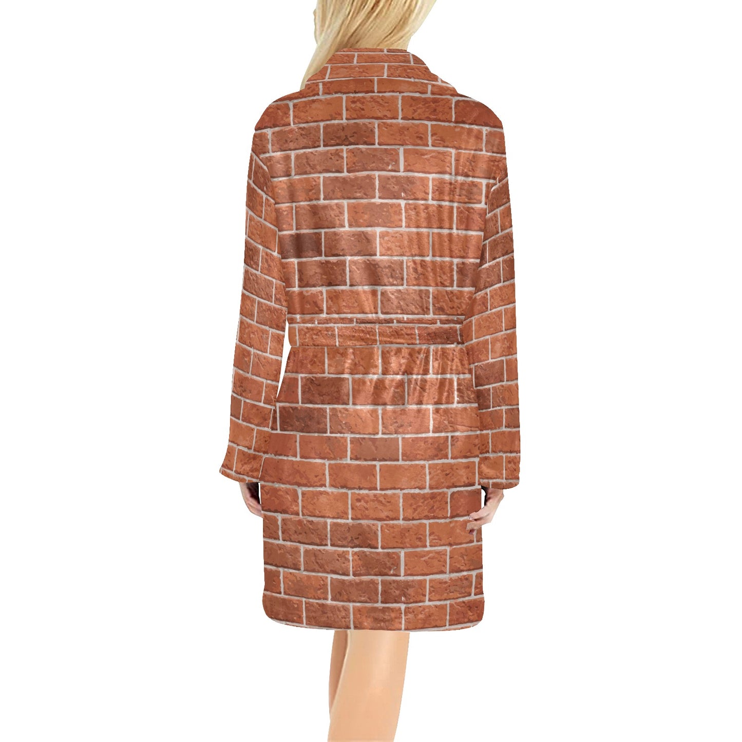 Brick Brown Pattern Print Design 02 Women's Fleece Robe