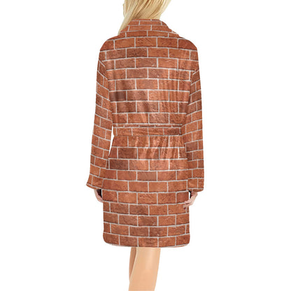 Brick Brown Pattern Print Design 02 Women's Fleece Robe