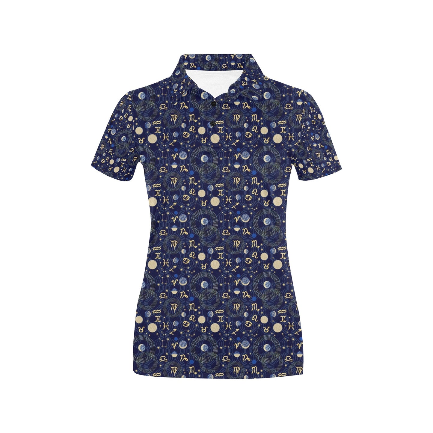 ZodiacThemed Design Print Women's Polo Shirt