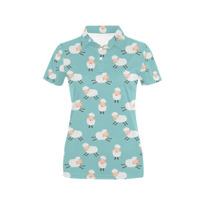 Sheep Print Design LKS406 Women's Polo Shirt