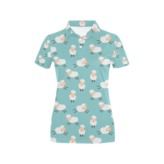 Sheep Print Design LKS406 Women's Polo Shirt
