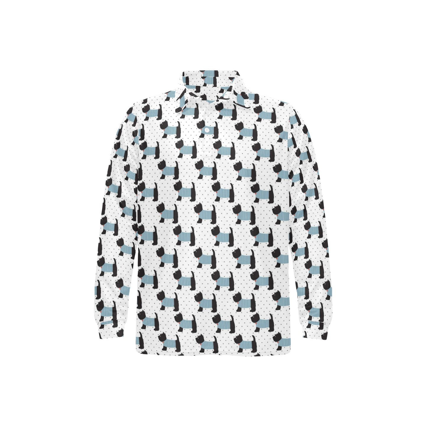 Scottish Terriers Print Design LKS3012 Long Sleeve Polo Shirt For Men's