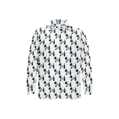 Scottish Terriers Print Design LKS3012 Long Sleeve Polo Shirt For Men's