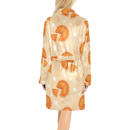 Pie Pattern Print Design A01 Women's Fleece Robe