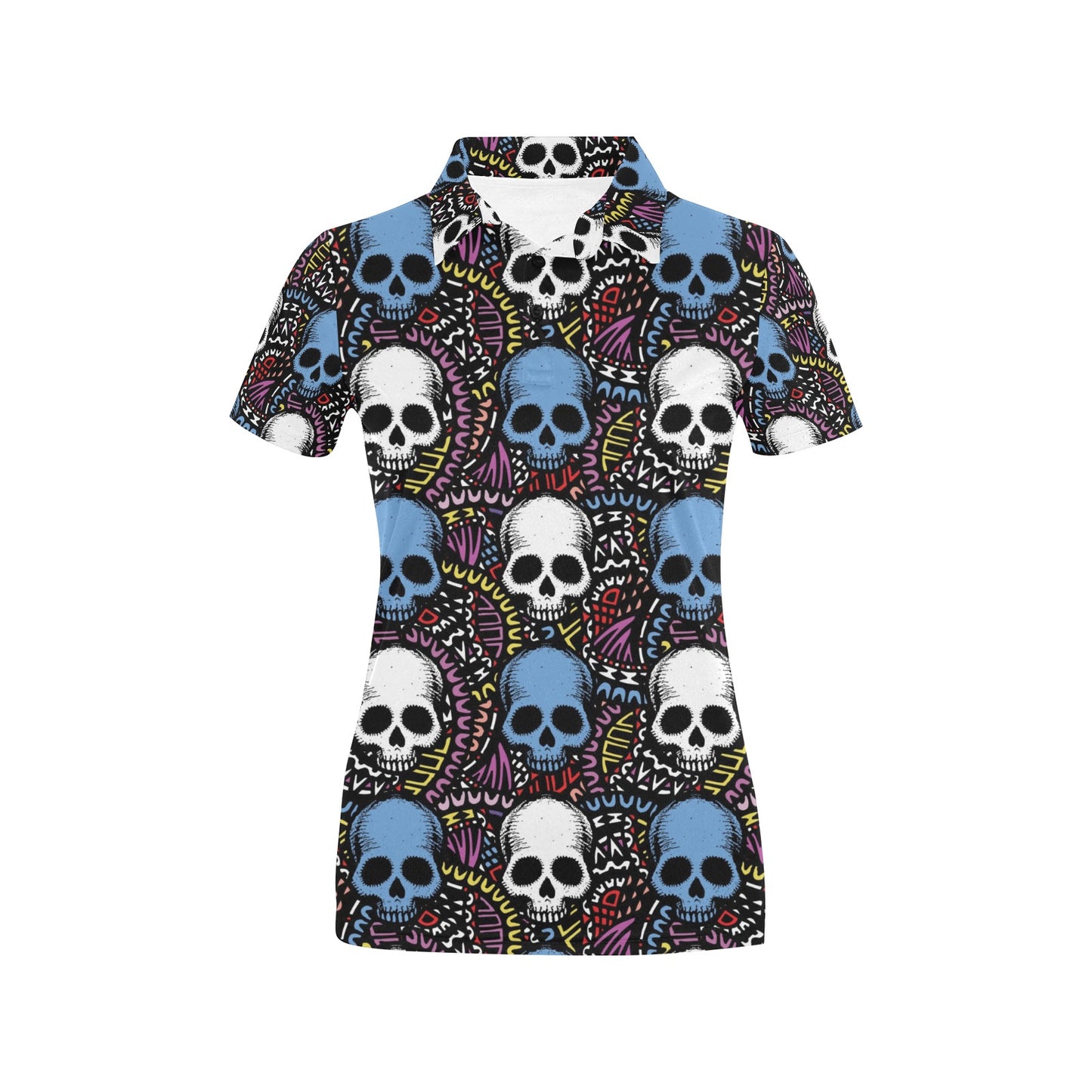 Skull Print Design LKS305 Women's Polo Shirt
