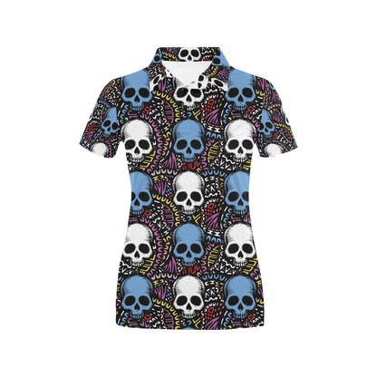 Skull Print Design LKS305 Women's Polo Shirt