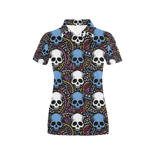 Skull Print Design LKS305 Women's Polo Shirt
