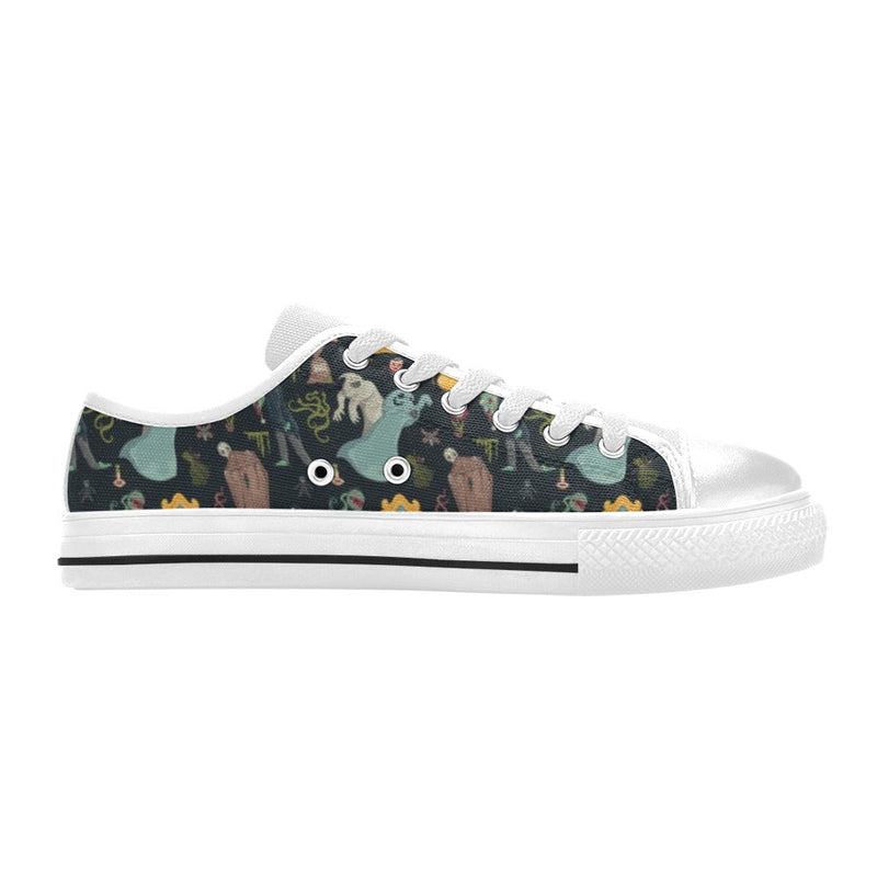 Creepy Print Design LKS303 Women's White Low Top Shoes