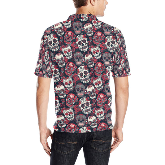 Sugar Skull Print Design LKS303 Men Polo Shirt