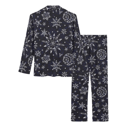 Sun Moon Pattern Women's Long Pajama Set