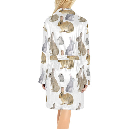 Rabbit Pattern Print Design 02 Women's Fleece Robe