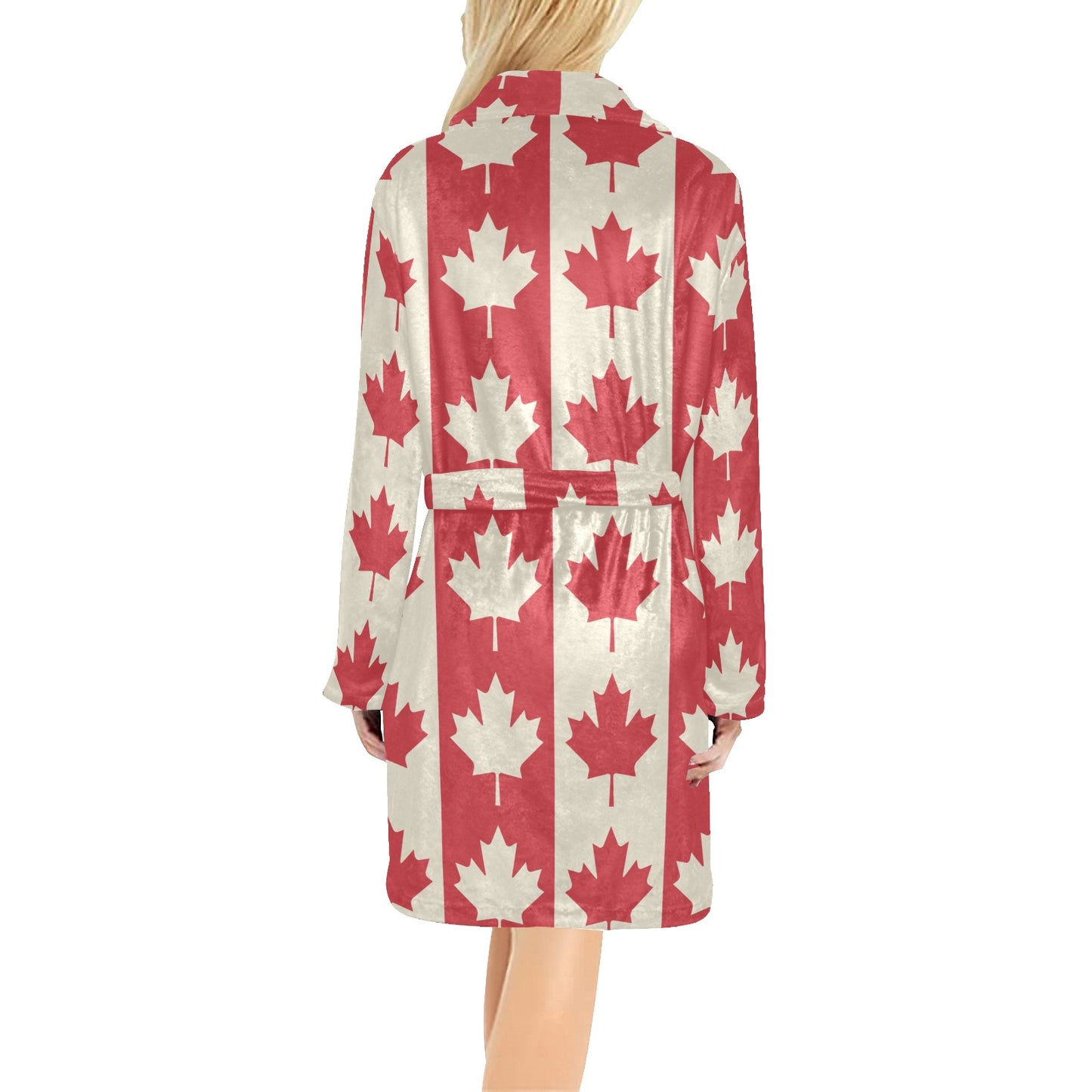 Maple Leaf Pattern Print Design 02 Women's Fleece Robe