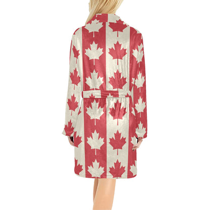 Maple Leaf Pattern Print Design 02 Women's Fleece Robe
