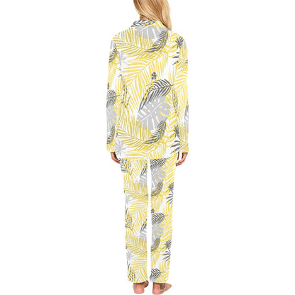 Palm Leaves Pattern Print Design PL012 Women's Long Pajama Set