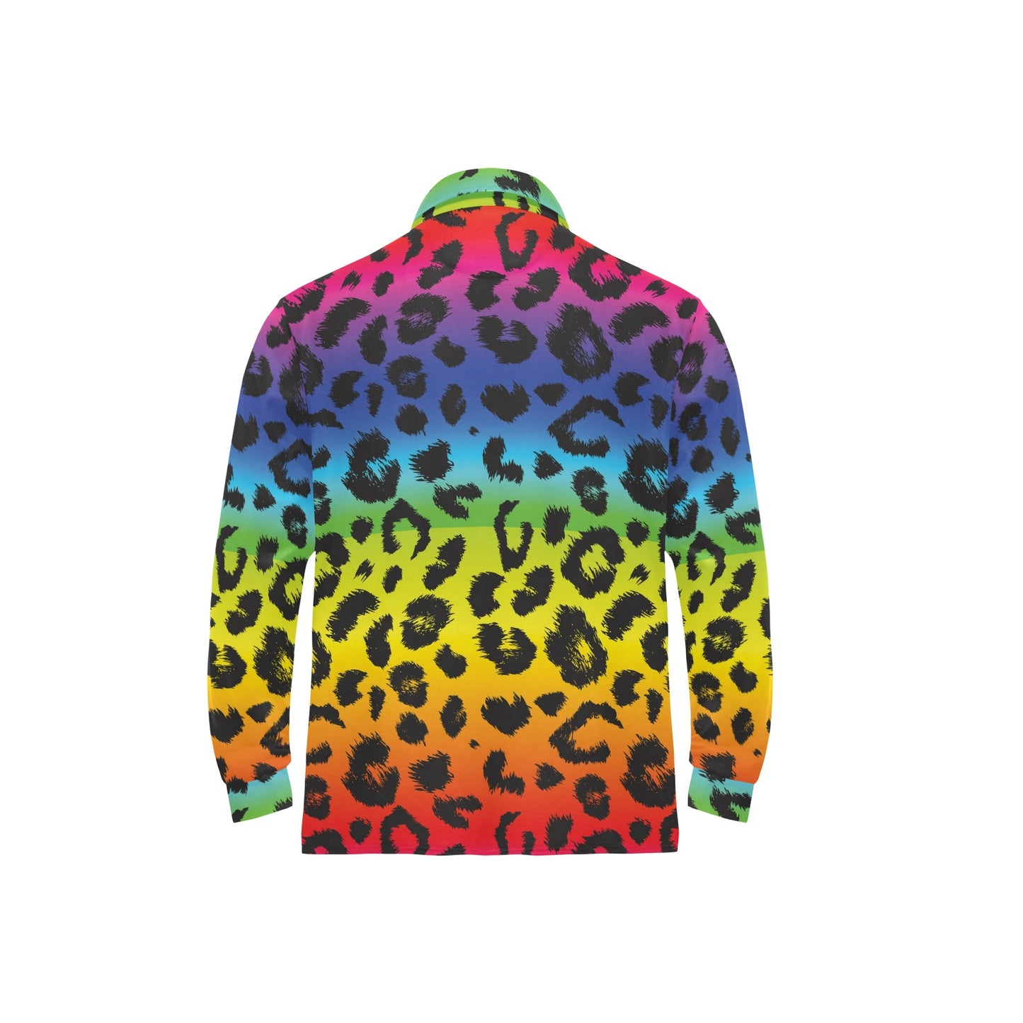 Rainbow Leopard Pattern Print Design A01 Long Sleeve Polo Shirt For Men's