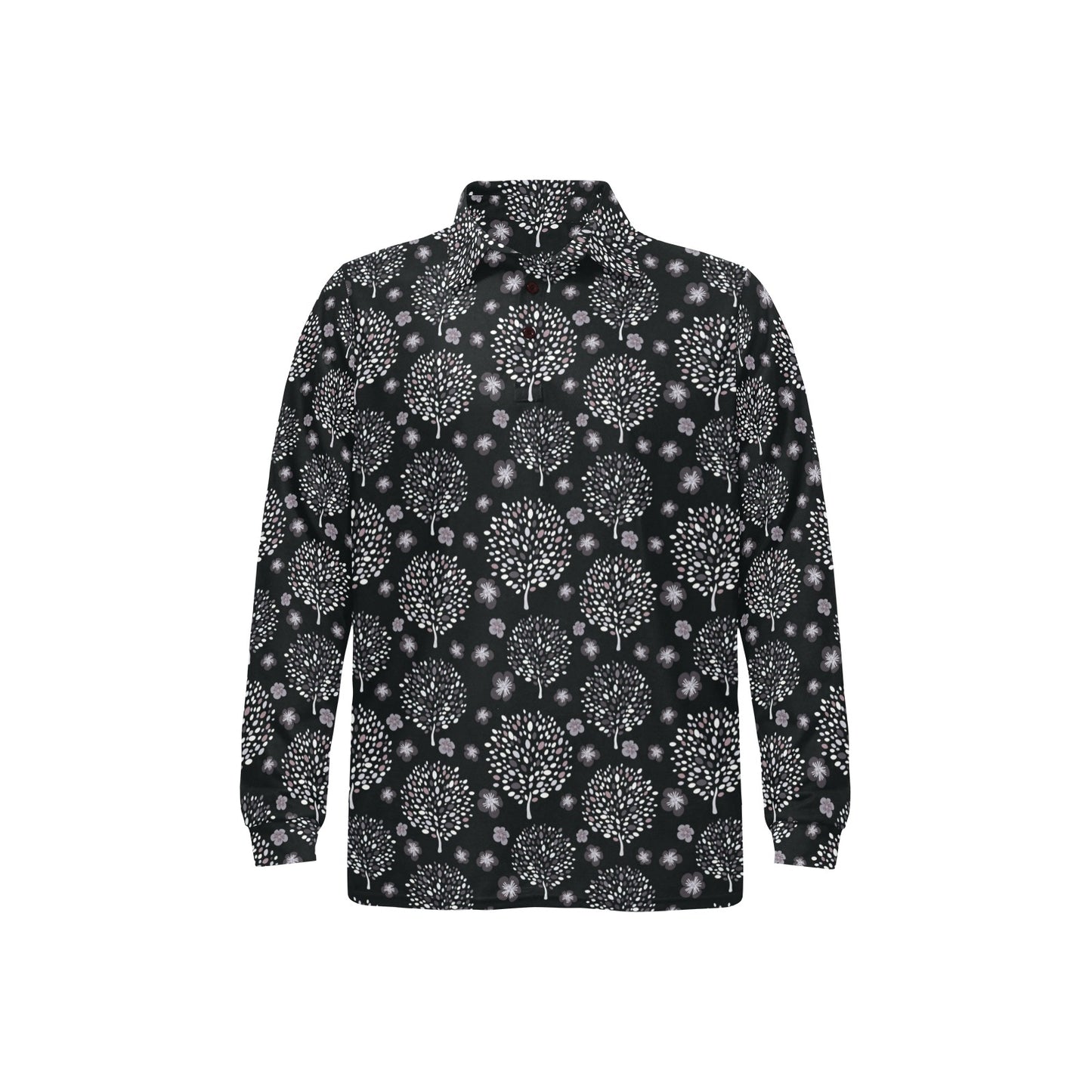 Tree Of Life Print Design LKS304 Long Sleeve Polo Shirt For Men's