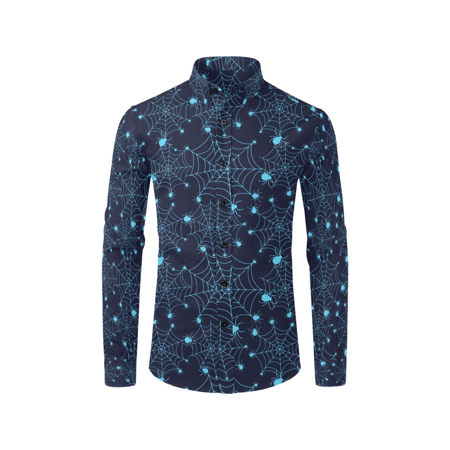 Spider Web Blue Print Design LKS304 Men's Long Sleeve Dress Shirt