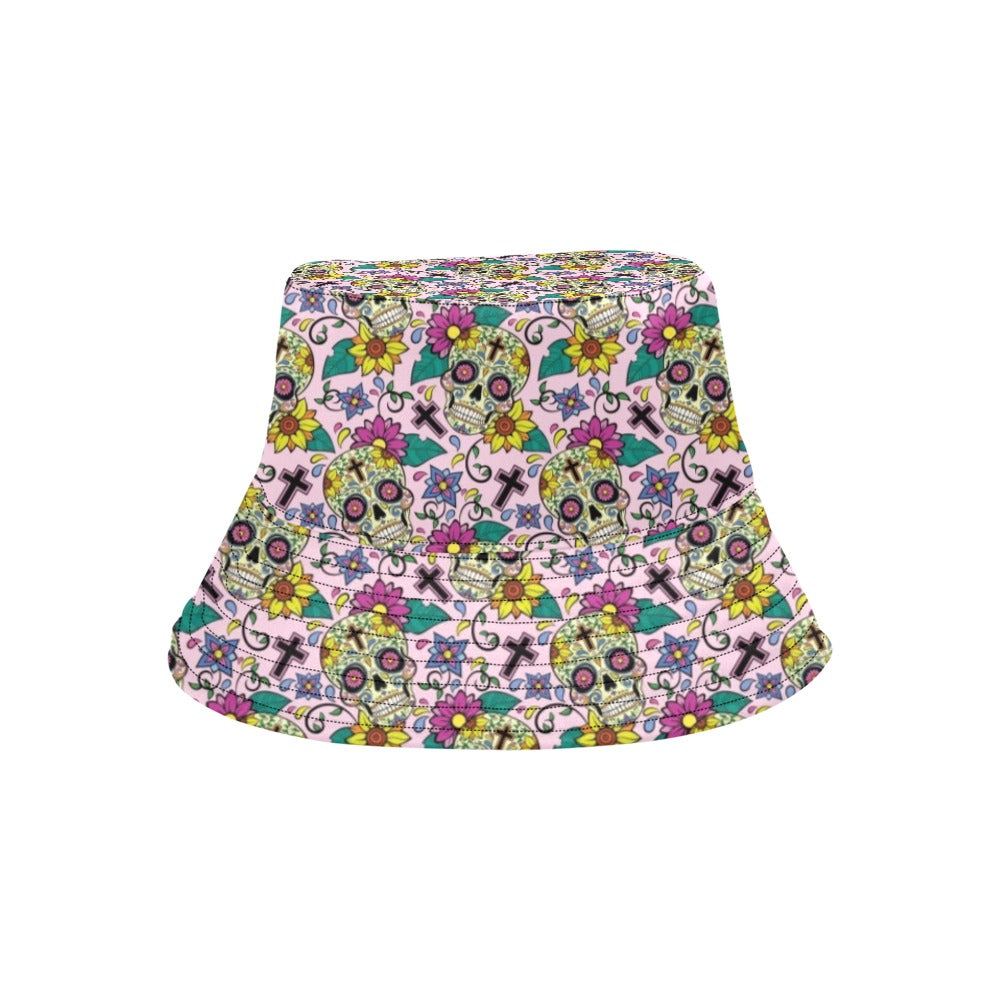 Sugar Skull Print Design LKS307 Unisex Bucket Hat