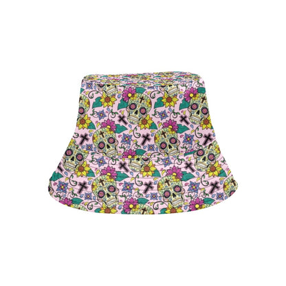 Sugar Skull Print Design LKS307 Unisex Bucket Hat