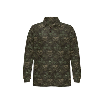 Skull Camo Style Print Design LKS308 Long Sleeve Polo Shirt For Men's
