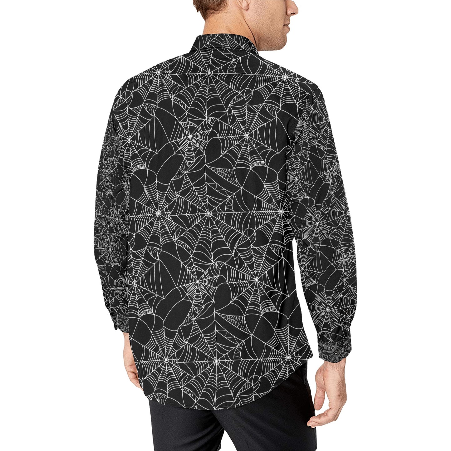 Spider Web Print Design LKS301 Men's Long Sleeve Dress Shirt