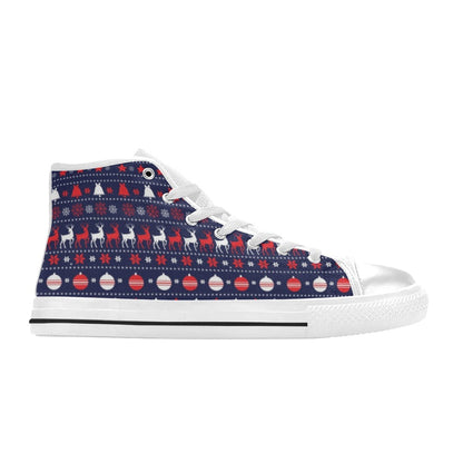Reindeer Print Design LKS404 Men's High Top Canvas Shoes