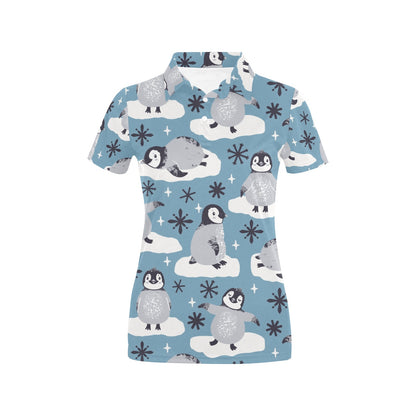 Penguin Pattern Print Design A05 Women's Polo Shirt