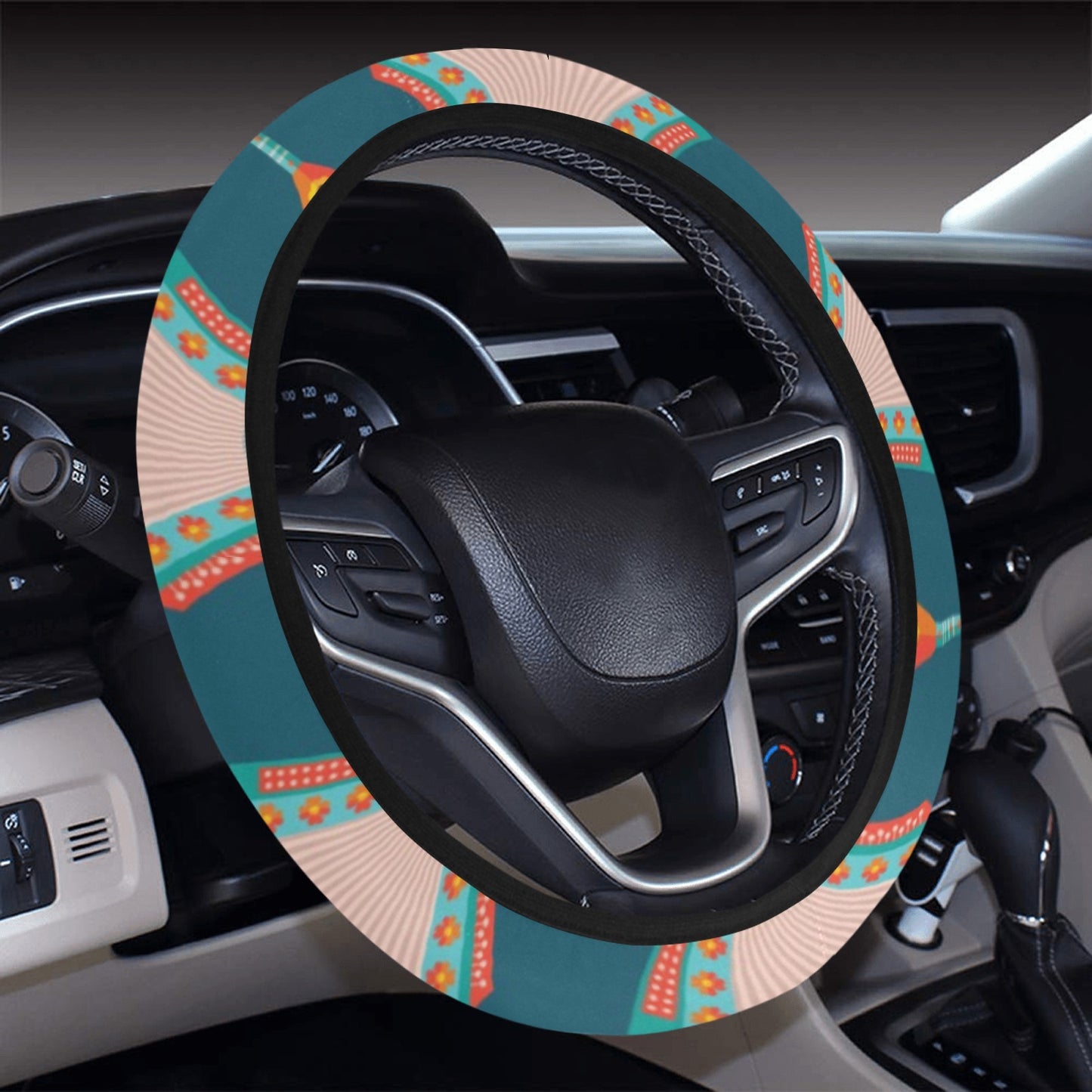 Accordion Print Design LKS402 Steering Wheel Cover with Elastic Edge