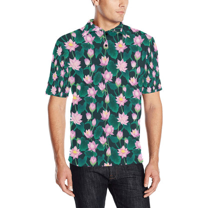 Water Lily Print Design LKS302 Men Polo Shirt