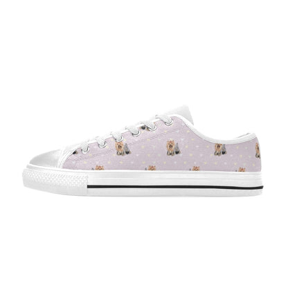 Yorkshire Terriers Print Design LKS302 Women's White Low Top Shoes