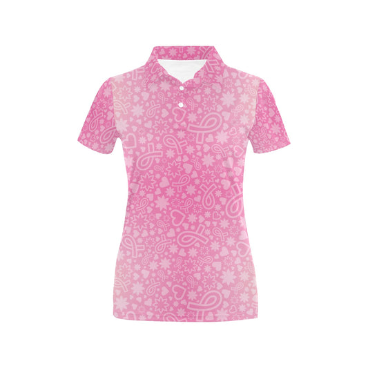 Breast cancer Pattern Print Design 02 Women's Polo Shirt