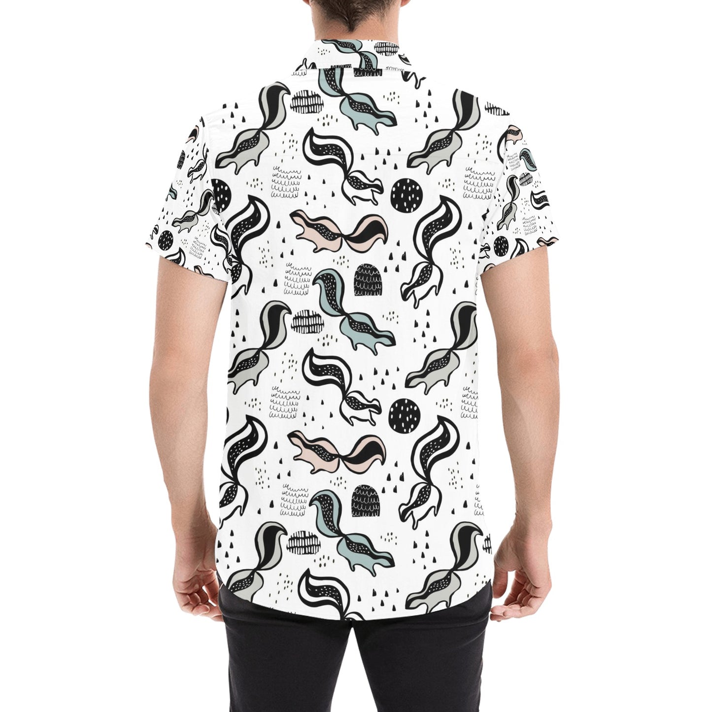 Skunk Print Design LKS303 Men Short Sleeve Button Up Shirt