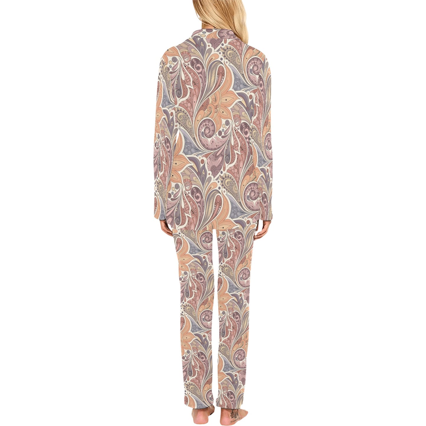 Boho Pattern Print Design 03 Women's Long Pajama Set