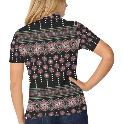 Ethnic Dot Style Print Pattern Women's Polo Shirt