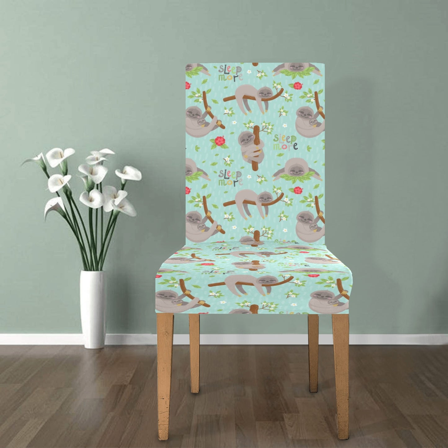 Sloth Print Design LKS305 Dining Chair Slipcover
