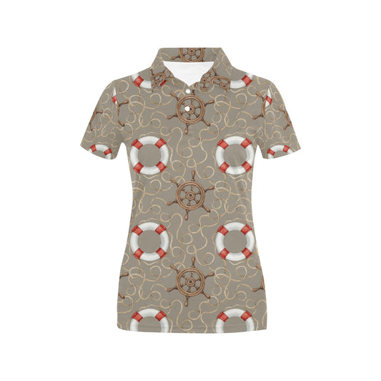 Nautical Pattern Print Design A02 Women's Polo Shirt