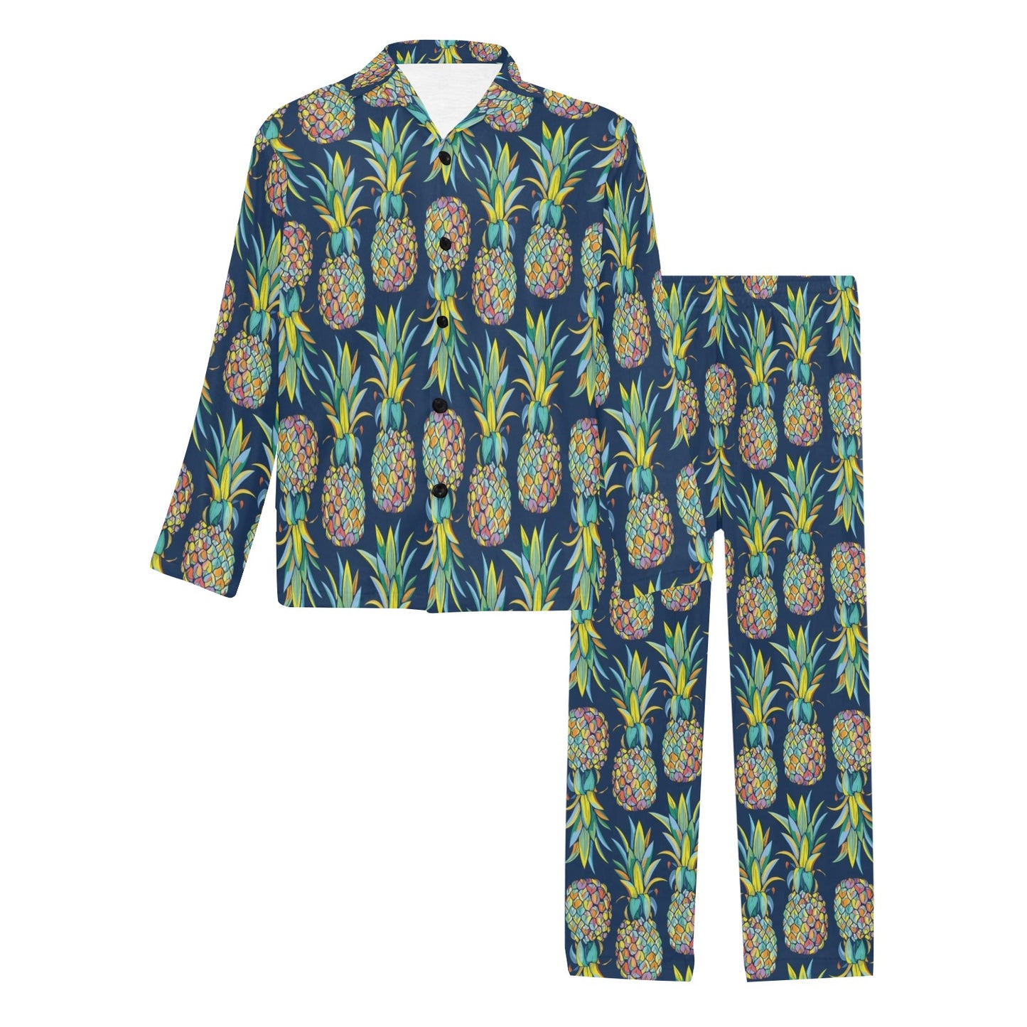 Pineapple Color Art Men's Long Pajama Set