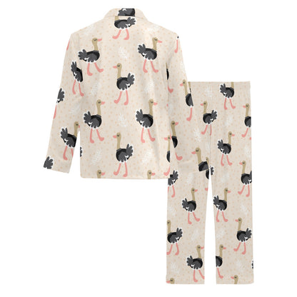 Ostrich Pattern Print Design 02 Men's Long Pajama Set