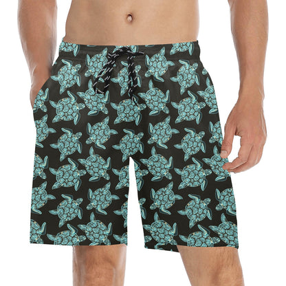 Sea Turtle Print Design LKS302 Men's Swim Trunks Beach Shorts