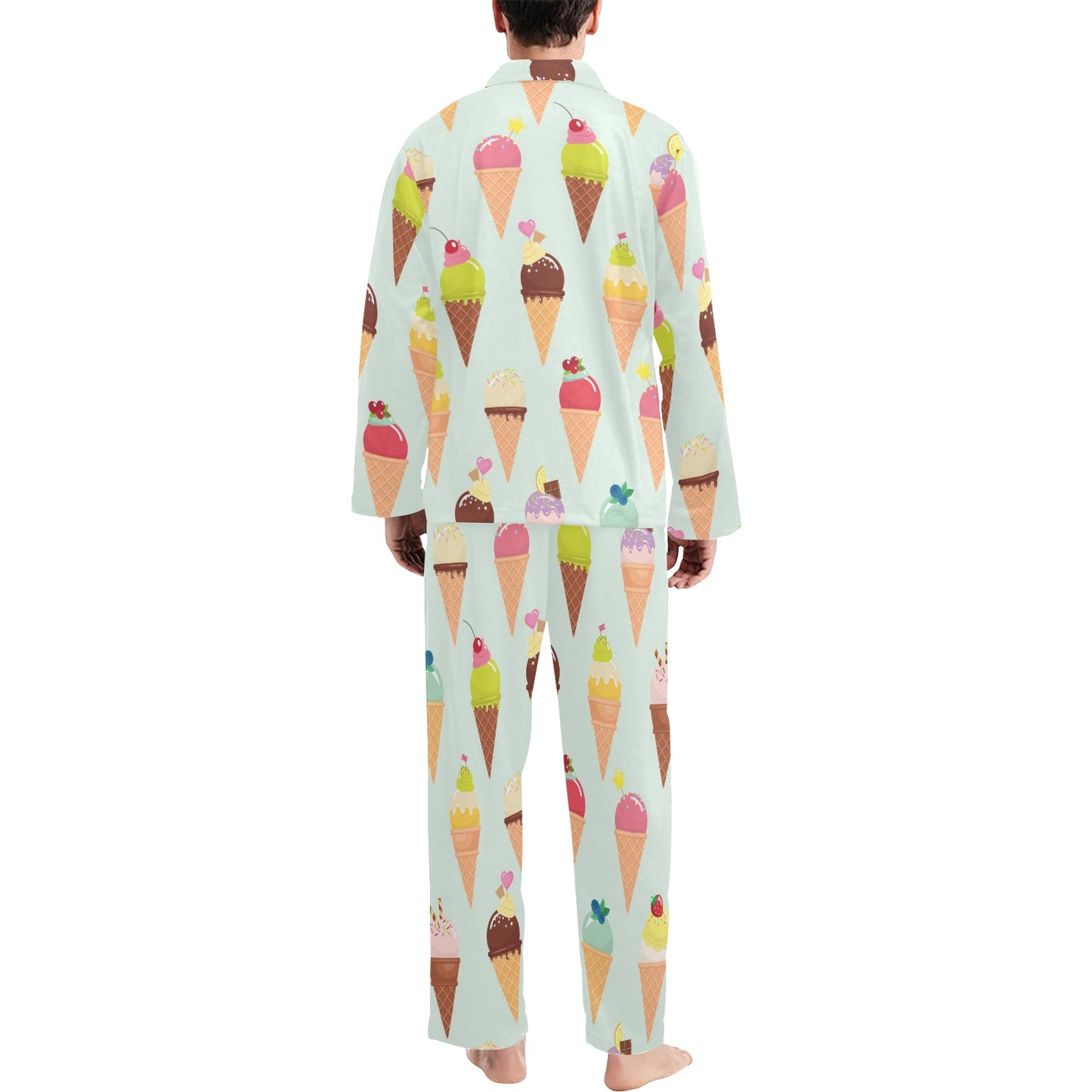Ice Cream Pattern Print Design 03 Men's Long Pajama Set