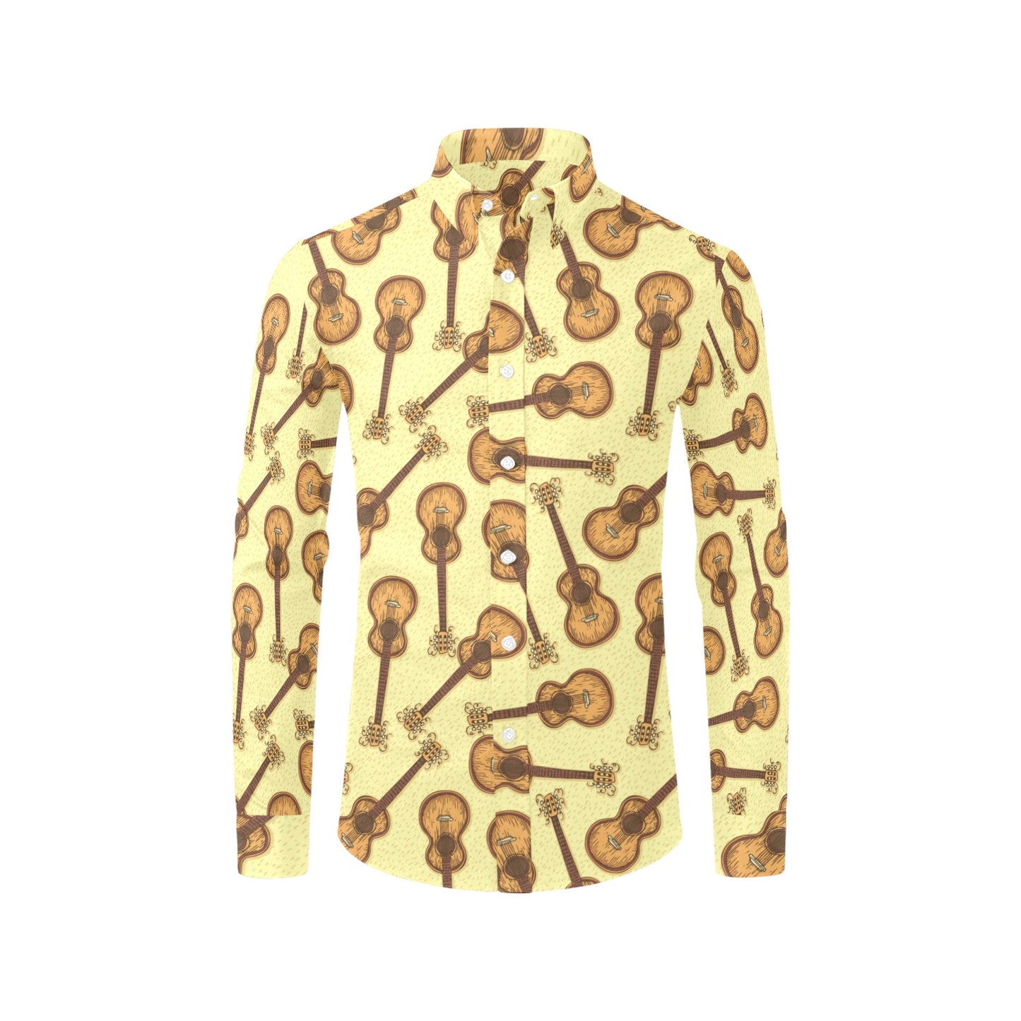 Acoustic Guitar Print Design LKS402 Men's Long Sleeve Dress Shirt