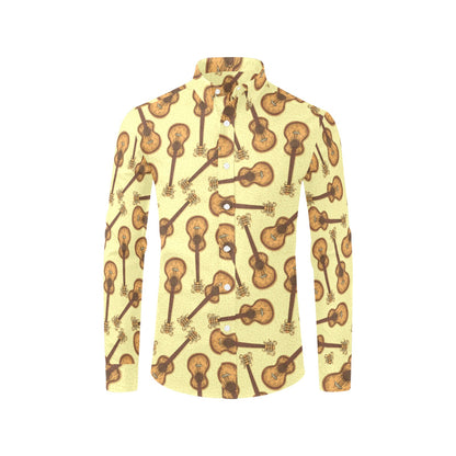 Acoustic Guitar Print Design LKS402 Men's Long Sleeve Dress Shirt