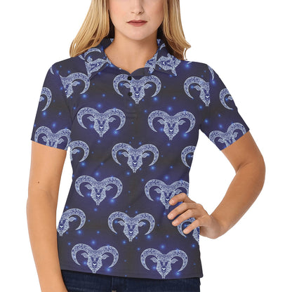 Aries Zodiac Pattern Print Design 01 Women's Polo Shirt